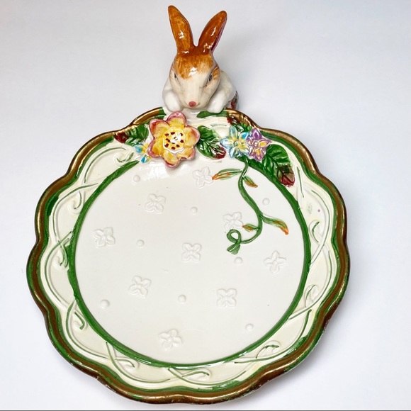 Vintage Easter Bunny Egg Cup and Plate Ceramic Set Of 2 - Picture 5 of 16